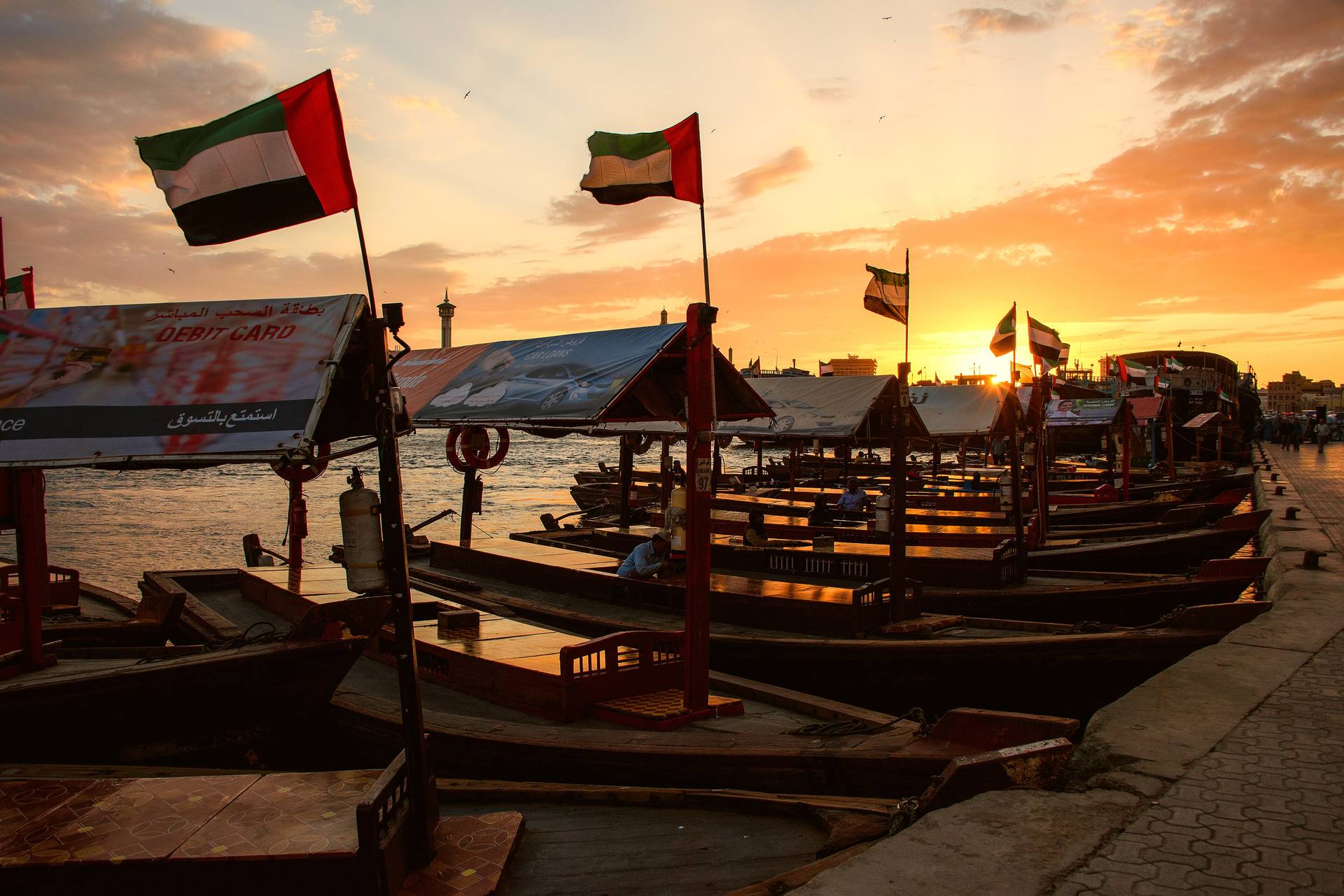 Dubai — abra boats on Dubai Creek