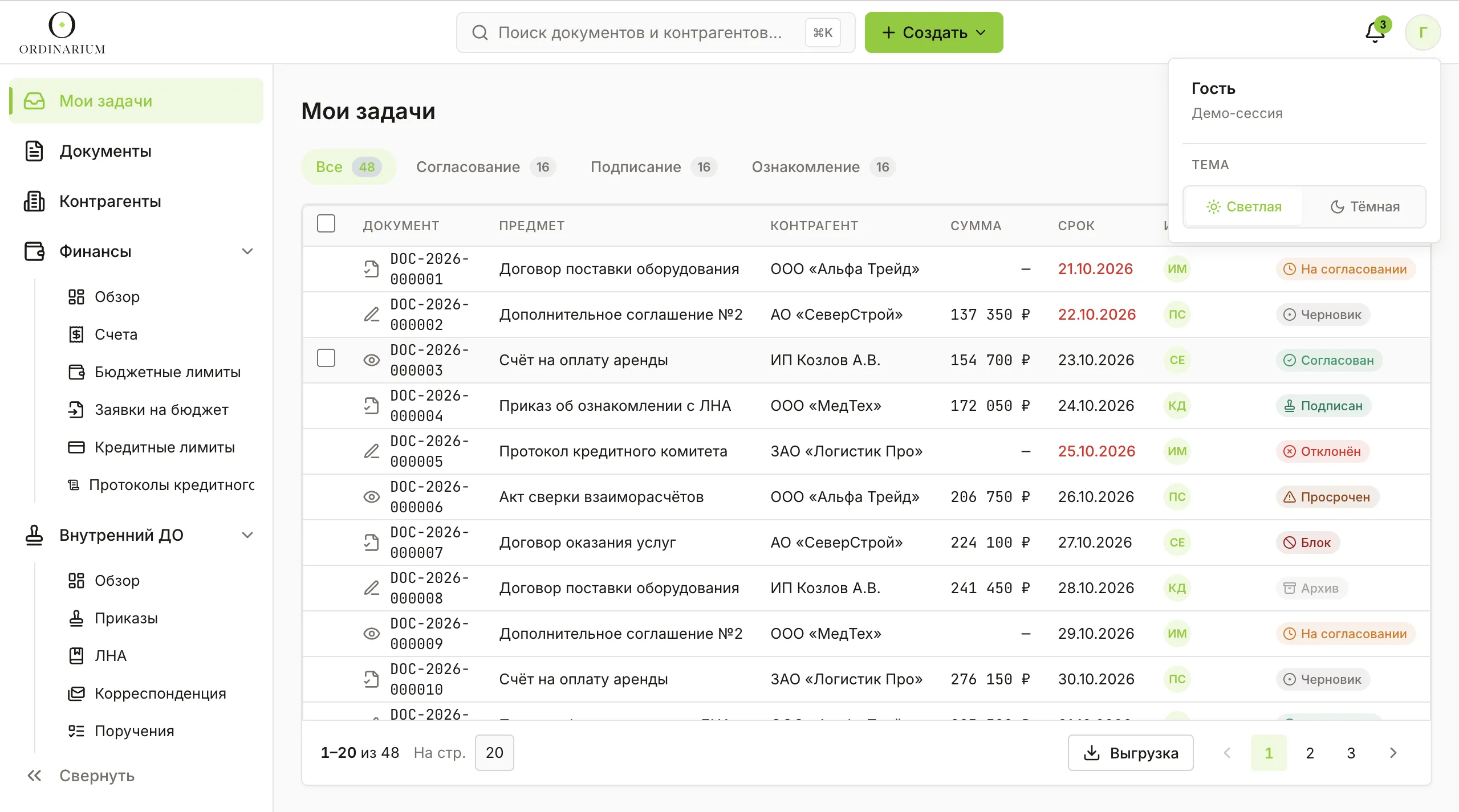 Ordinarium — аналитика SLA и исполнительская дисциплина